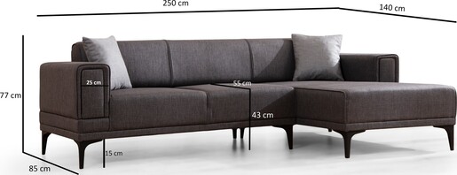 Kutna garnitura na razvlačenje Horizon desni - tamno sivi