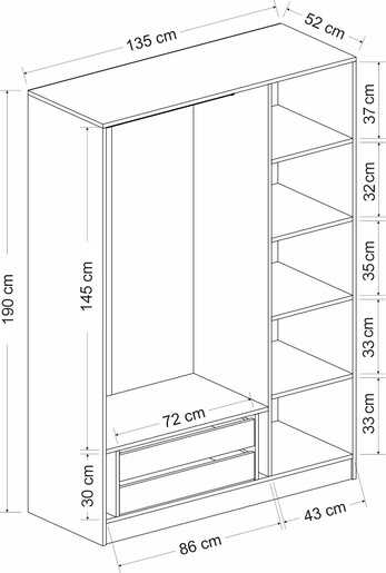Garderoba, Kale White Black - 2273