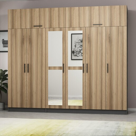 Ormar za odjeću KALE - 5213, boja oraha, antracit