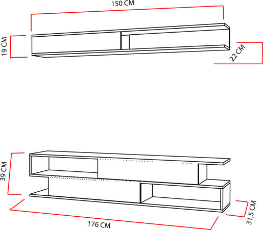 TV jedinica, Sims - White, Teak