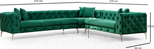 Kutna garnitura, zelena, Como Left - Green