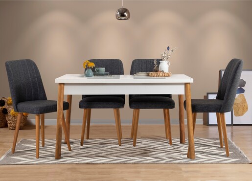 Set stolova i stolica (5 komada), Atlantski bor Bijela boja Antracit, Costa 1053 - 1 AB