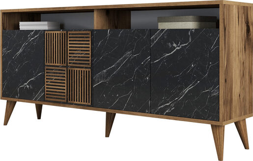 Konzola, Milan 160 - Walnut, Black Marble