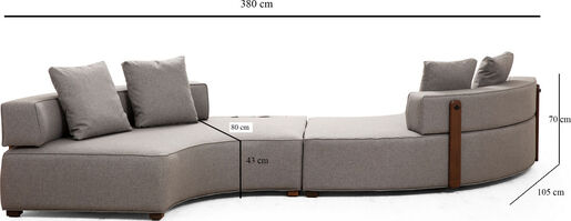 Kutna garnitura GONDOL-5, siva, Gondol-5 (CHL-SAĞ-CHL-SAĞ) - Grey