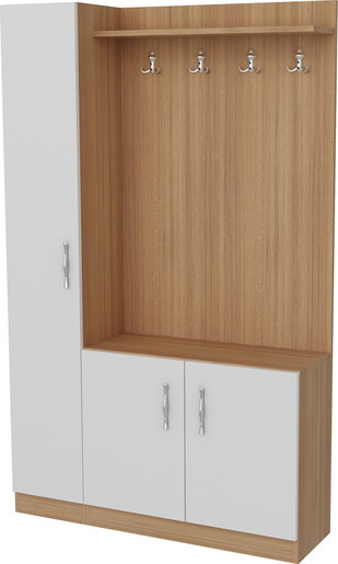 Stalak za hodnik, Naturel - Teak, White