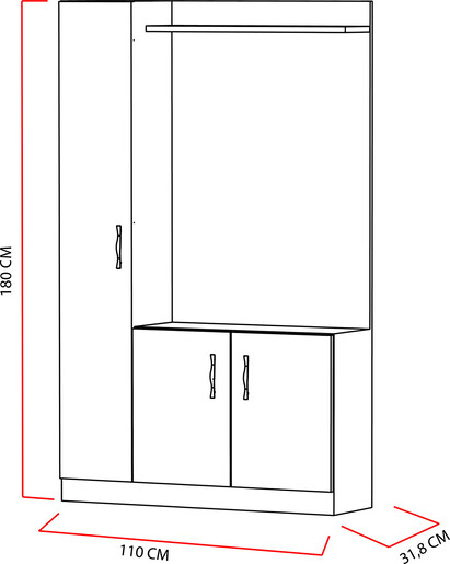 Stalak za hodnik, Naturel - Teak, White