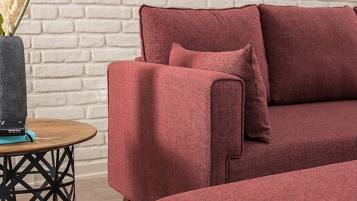Kutna garnitura na razvlačenje, Bordo crvena, Bella Corner Sofa Right 2 - Claret Red