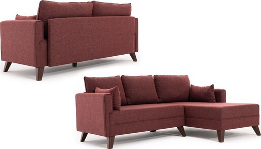 Kutna garnitura na razvlačenje, Bordo crvena, Bella Corner Sofa Right 2 - Claret Red
