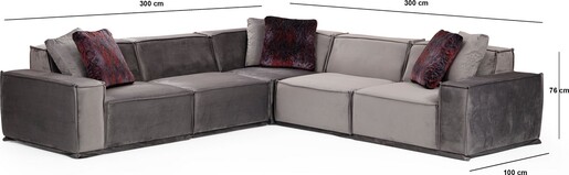 Kutna garnitura LEGO 3, siva, Lego Corner 3 (L1-O1-C-O1-1R)