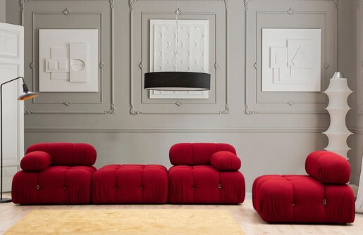 Tabure, Crvena, Bubble Pouffe - Red