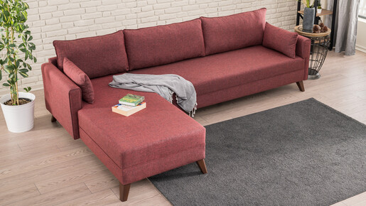 Kutna garnitura, Bordo crvena, Bella Corner Sofa Left 1 - Claret Red