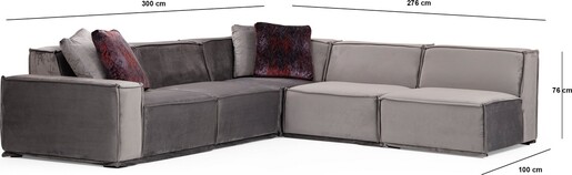 Kutna garnitura LOGO, siva, Lego Corner 4 (L1-O1-C-O1-O1)