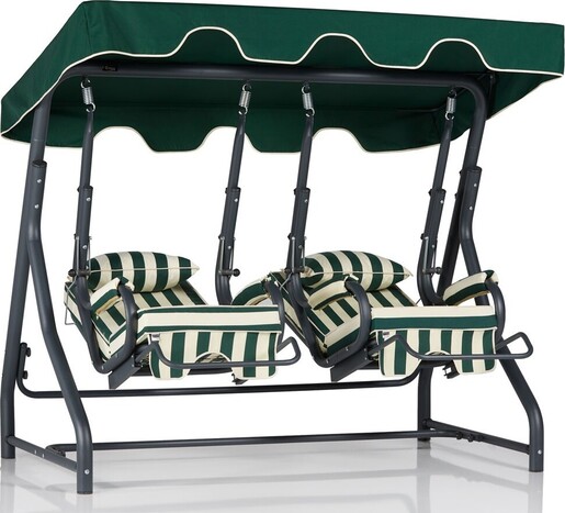 Vrtni dvosjed za ljuljanje, bijela zelena crna boja, Daisy Yeşil Krem 2 Kişilik Salıncak