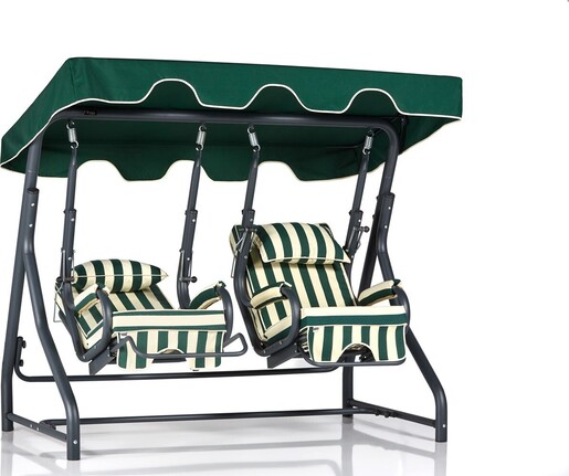 Vrtni dvosjed za ljuljanje, bijela zelena crna boja, Daisy Yeşil Krem 2 Kişilik Salıncak