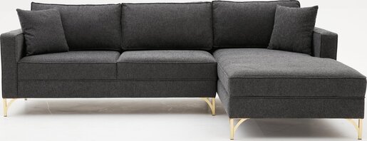 Kutna garnitura, Antracit Zlato, Berlin Right - Anthracite, Gold