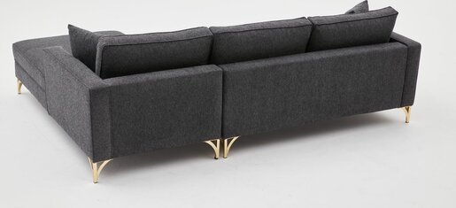 Kutna garnitura, Antracit Zlato, Berlin Right - Anthracite, Gold