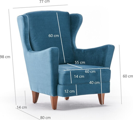 Fotelja wing LOLA tirkizna, Lola Berjer - Turquoise