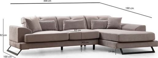 Kutna garnitura, Svijetlo siva, Frido Right (L3+Chl)