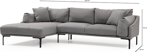 Kutna garnitura LEO, lijeva, siva, Leo Corner Left - Grey