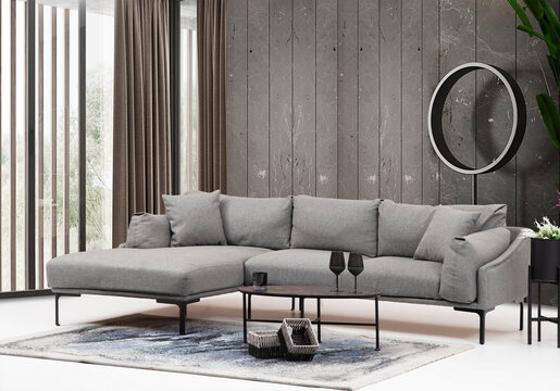 Kutna garnitura LEO, lijeva, siva, Leo Corner Left - Grey