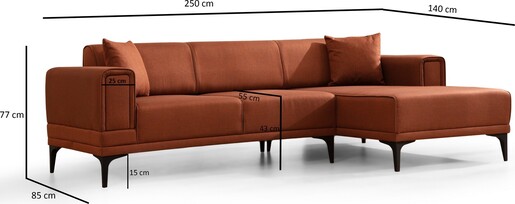 Kutna garnitura na razvlačenje Horizon desni - Tile crvena