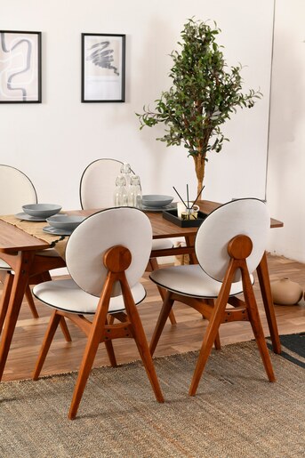 Set stolova i stolica (5 komada), Orah Krema, Touch Wooden - Cream