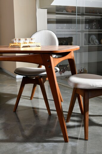 Set stolova i stolica (5 komada), Orah Krema, Touch Wooden - Cream