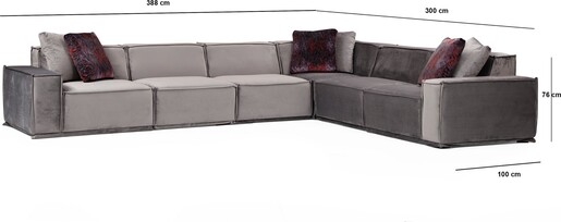 Kutna garnitura LEGO siva lijevi  kut, Lego Corner 2 (L1-O1-O1-C-O1-1R)