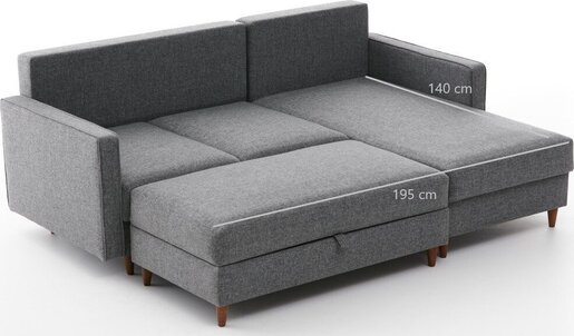 Kutna garnitura, Sivo, Eva Right - Grey