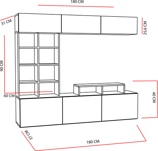 TV jedinica, Sasa - Teak, Black