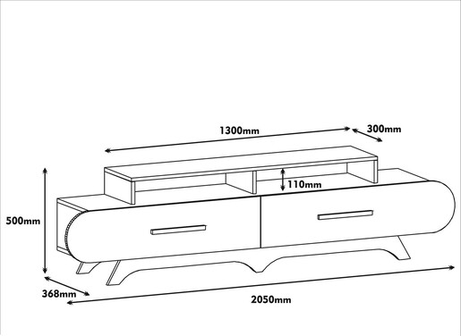 Stalak za televizor, Flora - Walnut, Yellow