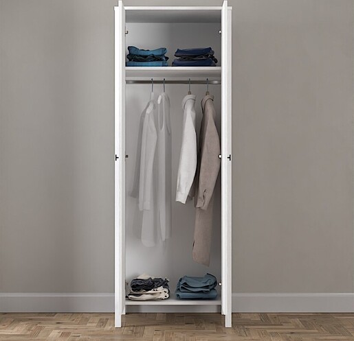 Ormar za odjeću CHARLES, drveno, bijela boja