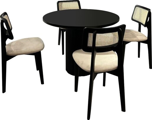 Blagovaonski stol i stolice (5 komada) BELL , crna boja, bijela boja