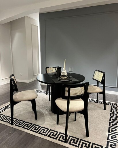 Blagovaonski stol i stolice (5 komada) BELL , crna boja, bijela boja