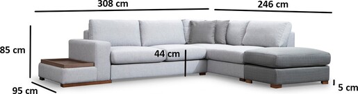 Kutna garnitura LOOP 4, siva - svjetlo siva, Loop 4