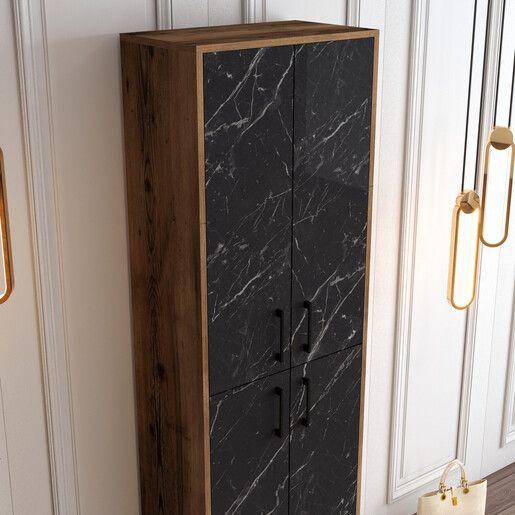 Ormar za cipele, Berlin A - Walnut, Black Marble