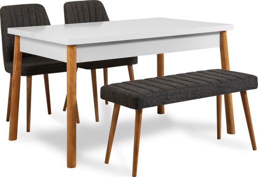 Set stolova i stolica (4 komada), Atlantski bor Bijela boja Antracit, Costa 1053 - 3 AB
