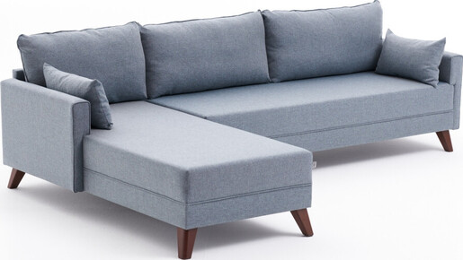 Kutna garnitura, Plava, Bella Soft Köşe Koltuk Left - Blue