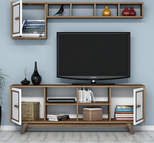 Set namještaja za dnevnu sobu, Ayla - Walnut, White