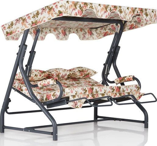 Vrtni trosjed za ljuljanje, višebojno boja, Salvia 3 Kişilik Salıncak Güllü