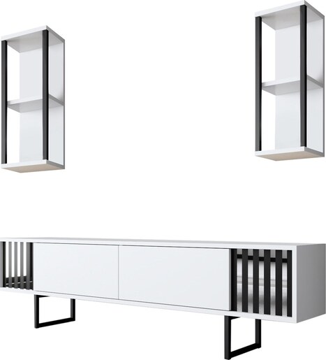 Komoda za TV, Chrome Line - White, Black