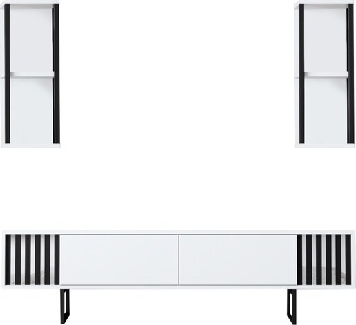 Komoda za TV, Chrome Line - White, Black