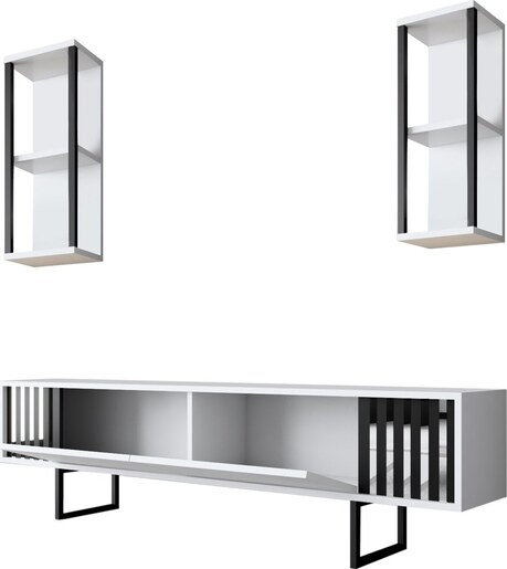 Komoda za TV, Chrome Line - White, Black