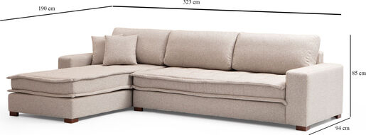 Kutna garnitura, LENA, lijeva, boja pijeska, Lena Corner (CHL-3R) - Sand Beige