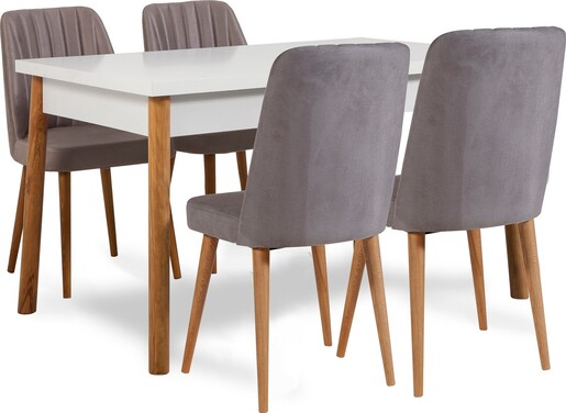 Set stolova i stolica (6 komada), Atlantski bor Bijela boja Sivo, Costa 0701 - 2 AB