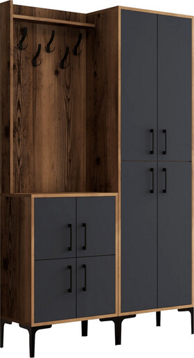 Ormar za predsoblje, Berlin BA - Walnut, Anthracite