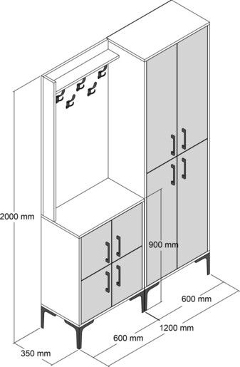 Ormar za predsoblje, Berlin BA - Walnut, Anthracite