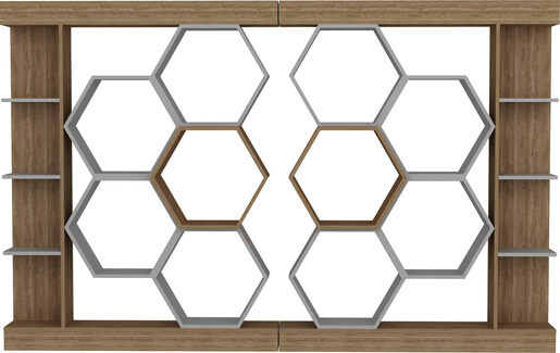 Polica za knjige, Sueno - White, Walnut