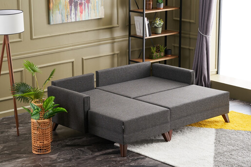 Kutna garnitura na razvlačenje, Antracit, Bella Mini Corner Sofa Left - Anthracite