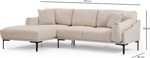 Kutna garnitura LEO, lijeva, krem, Leo Corner Left - Cream